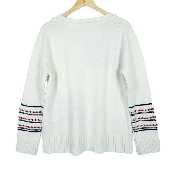 Barbour Sweater 14 Seaton Alpaca Wool Cashmere Knit White Striped Pullover - Picture 7 of 10